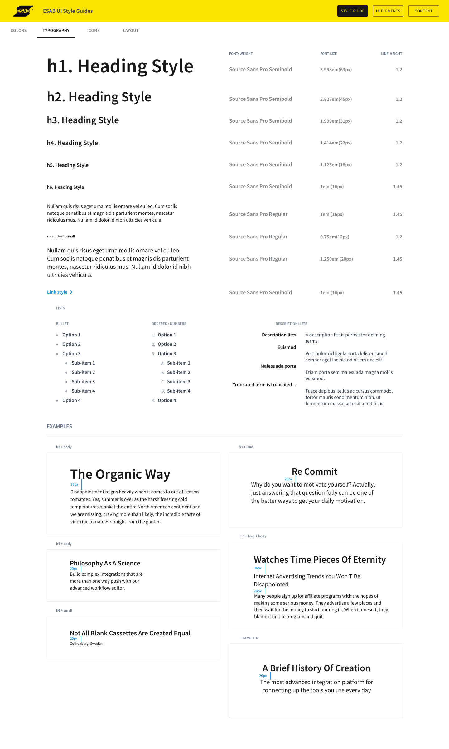 ESAB style guide typography