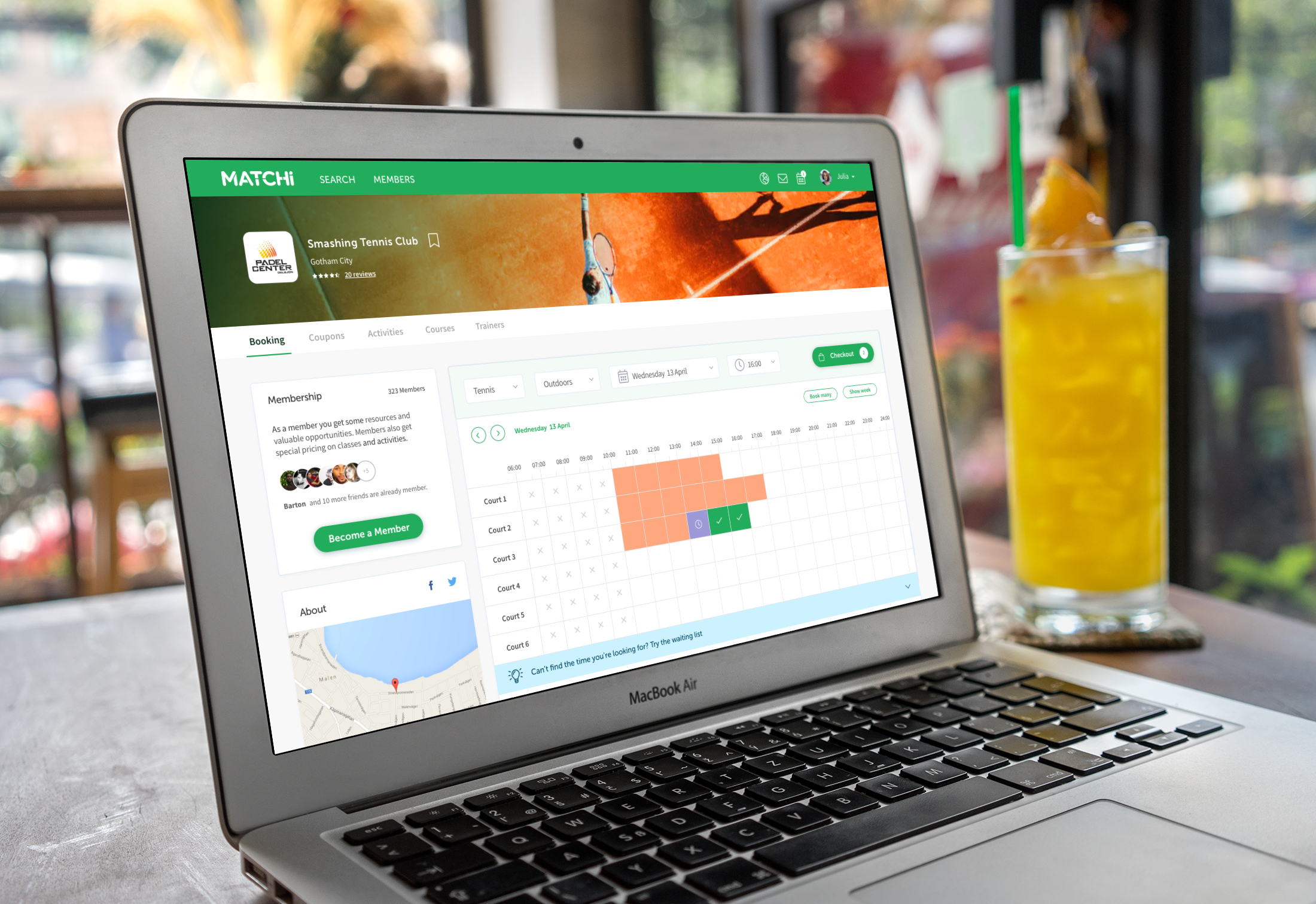 MATCHi web app shown on a laptop