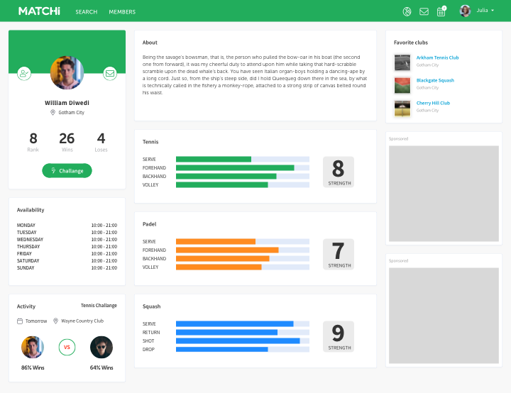 MATCHi user profile