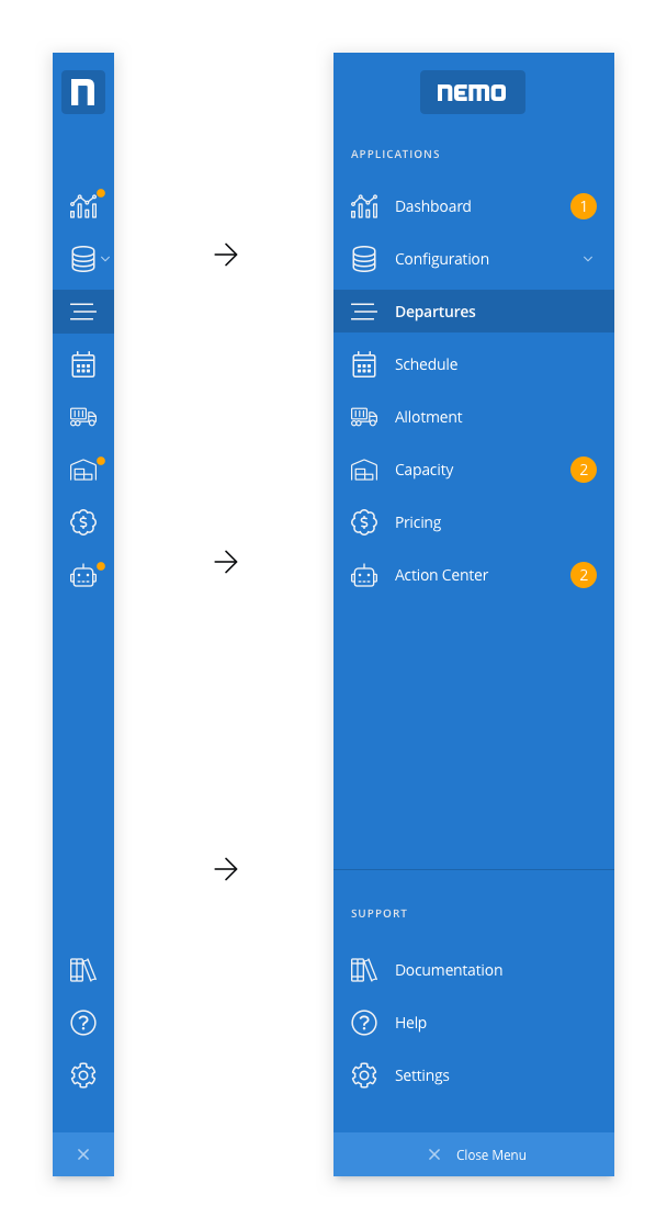 Nemo sidebar and filters