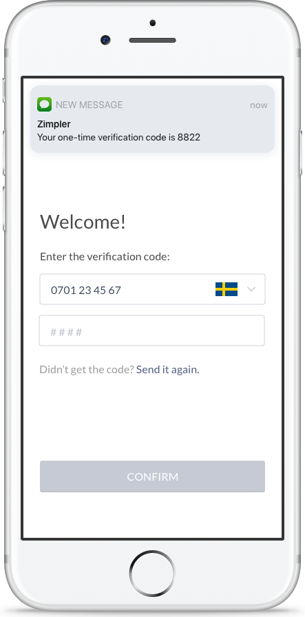 Zimpler phone verification